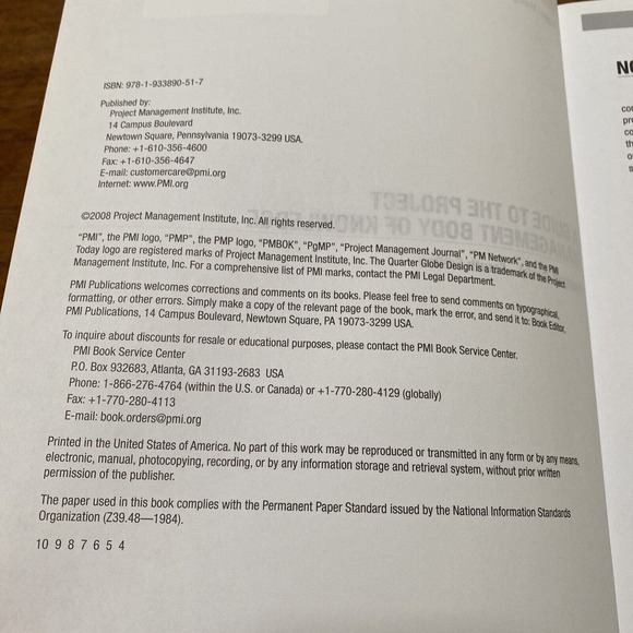 PMI PMBOK Guide 4th Edition Guide to Project Management Body of Knowledge ANSI - Picture 5 of 6